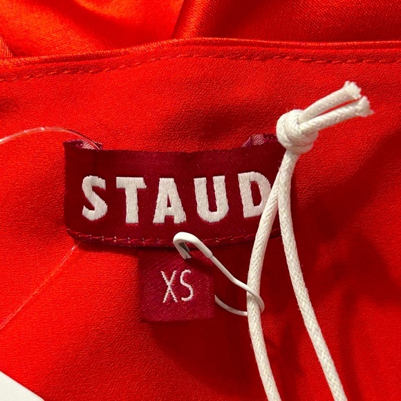 STAUD Ashanti Asymmetric Off Shoulder Red Rose Gown - Picture 10 of 14